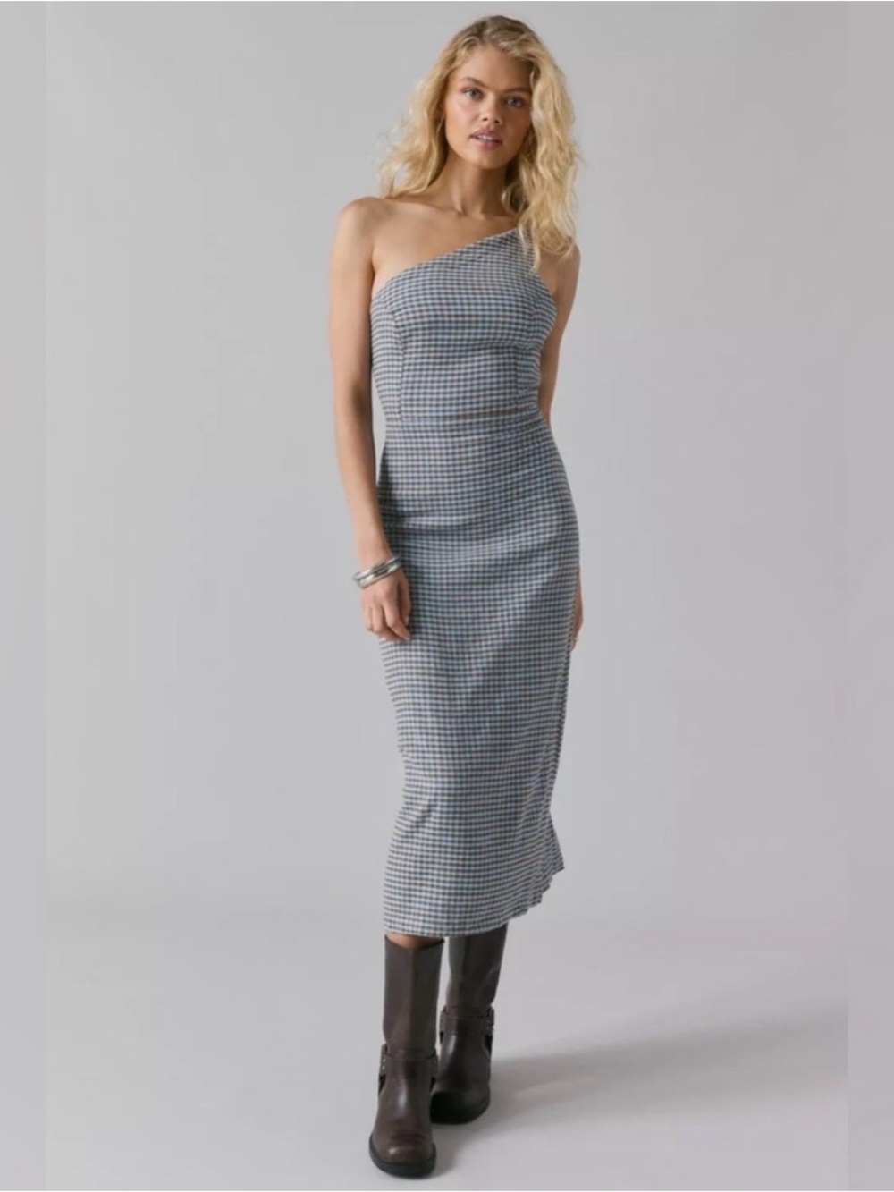 Urban Outfitters Gertrude asymmetrical one-shoulder midi dress.